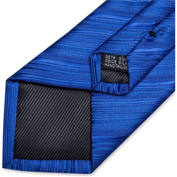 Men's Stripe Tie Silk Woven Necktie Pocket Square Cufflink Set Formal Business - Picture 5 of 7